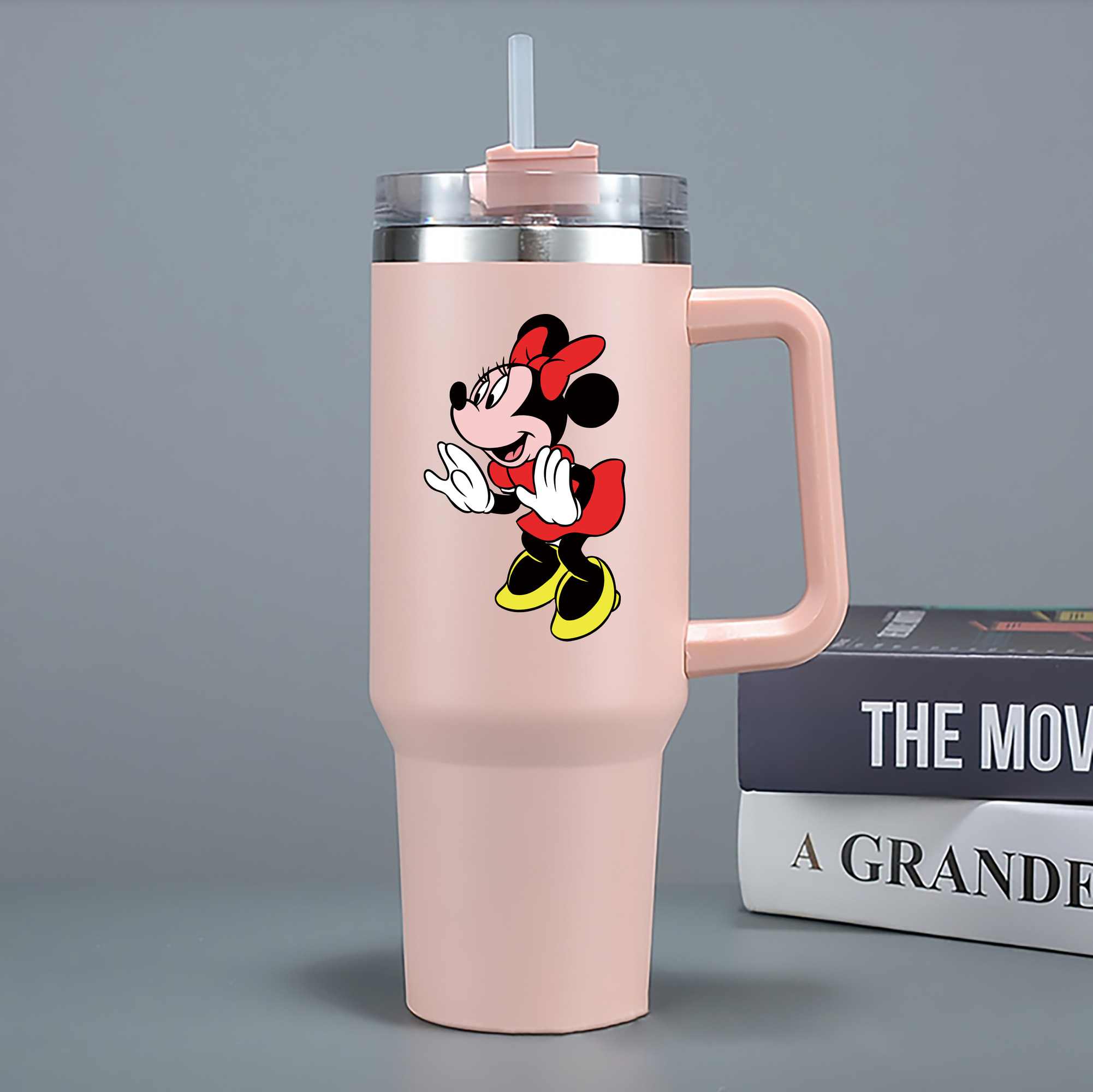 （画像用） ミッキーマウス Mickey Mouse 1200mL車用タンブラー - クリスタルステッカー（プラスチックストロー付き）